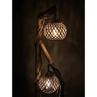 Lampe sur pied en bois Sail, design rustique moderne, base E27, télécommande, abat-jour jaune, éclairage LED pour la maison
