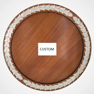 Assiette de service en chocolat en bois et nacre de luxe faite à la main pour l'affichage de desserts de mariage de fête d'hôtel - Product Image 5