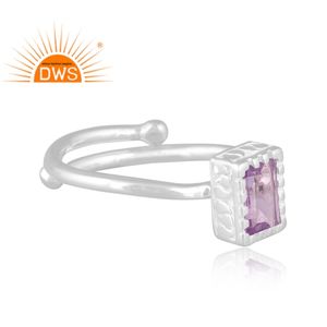Latest Design Fine Sterling Silver Natural Pink Amethyst Gemstone <b>Adjustable</b> <b>Ring</b> Jewelry Manufacturer - Product Image 3