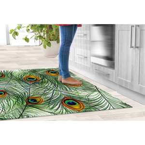 Tapis en plumes de paon : Tapis d'appoint moderne antidérapant, Tapis imprimé, Tapis en chenille - Product Image 2