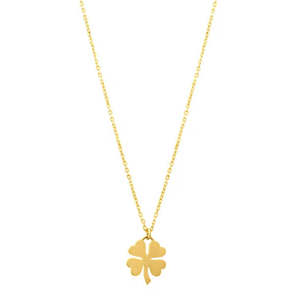 Colgante de Plata con el Sello de la Marca, con Forma de Trébol de Cuatro Hojas, Chapado en Oro, con Patrón de Planta - Product Image 3