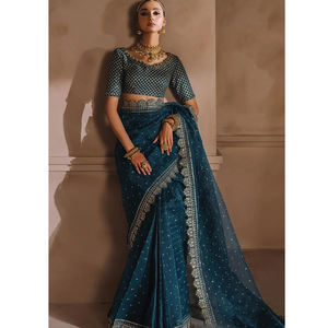 Sari long d'été pour femmes pour les occasions spéciales Fabrication professionnelle Léger et confortable Sari pour femmes - Product Image 3