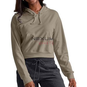 Wholesale 2024 <b>Long</b> Sleeve Cropped Hoodie <b>Lady</b> Women Crop <b>Top</b> Pullover Hoodies Short Hoodies for Women OEM Serviced Design - Product Image 3