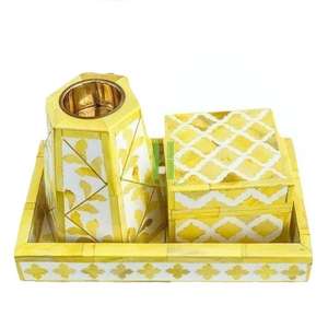 Ensemble cadeau Ramadan bruleur d'encens en nacre bougeoir chauffe-plat fait à la main avec conception d'ensemble arabe pour la décoration de la maison HNH VN - Product Image 5