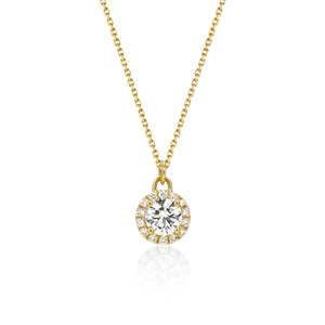 Alba-Halo Runder Diamant-Anhänger Halskette - Product Image 1