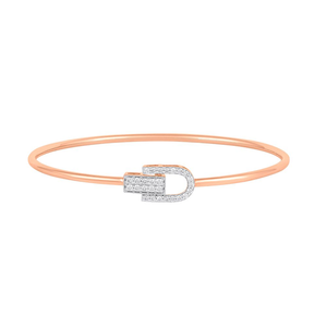 Luxury Rose Gold Lock Design <b>Bangle</b> <b>Bracelet</b> for Women Cubic Zirconia Fashion Jewelry - Product Image 2