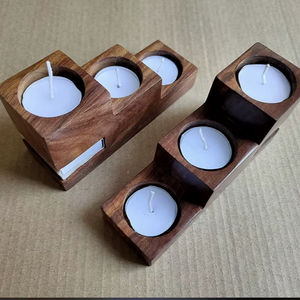 Porte-bougie en bois moderne de forme personnalisée pour la décoration de la maison, artisanat en bois fait à la main pour Noël - Product Image 1