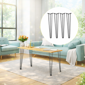 Pieds de table à manger carrés en acier inoxydable robustes de style mid-century - Installation facile pour tables, chaises, utilisation dans le salon EDPTBL023 - Product Image 1