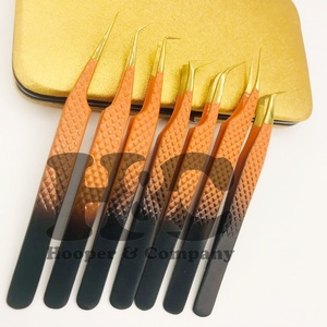 Pinzas Profesionales para Pestañas de Visón, Color Negro Mate, Punta Plateada, Acero Inoxidable, Antimagnéticas, Duraderas - Product Image 2