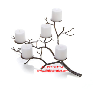 Bougeoir au design moderne doré haut de gamme Porte-pot en forme de branches en métal fait à la main pour Noël Personnalisable pour dessus de table - Product Image 2
