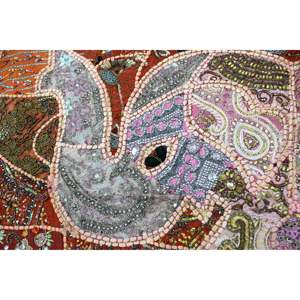 Indian Beautiful <b>Elephant</b> Wall Hanging Embroidered Tapestry Orange Bohemian Mandala Bohemian Fabric for Outdoor Wall <b>Decor</b> - Product Image 3
