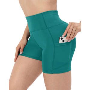 กางเกงโยคะขาสั้นผ้าสแปนเด็กซ์/ โพลีเอสเตอร์สำหรับผู้หญิงยกกระชับบั้นท้ายสำหรับยิมฟิตเนส - Product Image 1