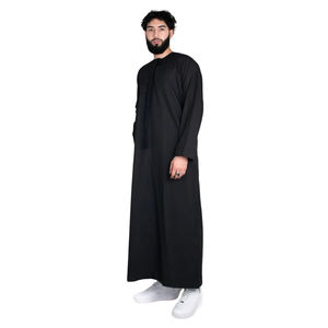 Thobe émirati de luxe noir, Kandura traditionnelle, vêtement arabe élégant, Jubba pour homme, doux et respirant, tenue islamique moderne - Product Image 3