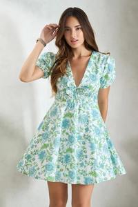 Robe indienne en coton bloc à la main, tenue décontractée à imprimé floral, tenue d'été, robe courte élégante, cadeau de mariée personnalisé en solde. - Product Image 3