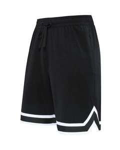 Shorts de basket gris pour hommes avec empiècements latéraux noirs, bordure blanche et noire, respirant, séchage rapide, vêtements de sport pour la gym et l'entraînement - Product Image 3