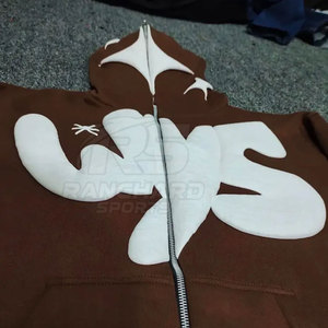 Ventes en gros de sweats à capuche personnalisés pour hommes, impression en relief, haute qualité, 100% coton, couleur unie, vêtements décontractés d'hiver - Product Image 2