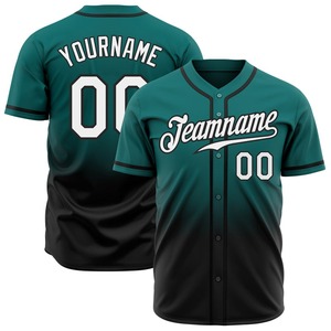 Ropa de equipo personalizada más vendida, camiseta de béisbol de moda auténtica verde azulado personalizada-negra - Product Image 1