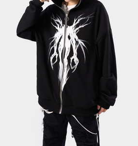 Sweat à capuche unisexe OEM en polyester 100 % pour l'hiver, noir, entièrement zippé, broderie frontale, manches longues, séchage rapide, respirant - Product Image 3