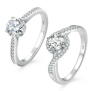 Bague de fiançailles pour femme en argent sterling S925 plaqué or blanc 14 carats, avec 5 pierres de moissanite de 0,5 ct et 0,3 ct, de qualité VVS1, créées en laboratoire, certifiées GRA - Product Image 6