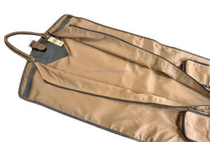 Real Handmade High Quality Full Grain Leather Brown Suit Carrier <b>Garment</b> Cover Personalized Leather Groom Present Suit Cases - Product Image 2