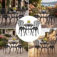 Ensemble bistro 3 pièces en fonte d'aluminium pour l'extérieur Ensemble bistro pour patio Table et chaises de patio Lot de 2 avec trou pour parasol