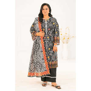 ชุดสัลวาร์กะมีซผ้าฝ้ายพิมพ์ลายแบบ 3 ชิ้น พร้อมผ้าคลุมไหล่ สำหรับงานเทศกาลแบบปากีสถานและอินเดีย รุ่น K-52111 - Product Image 1