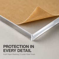 Plaque en acrylique transparente moulée en gros avec film protecteur en papier, panneau PMMA haute transparence pour découpe laser et artisanat d'affichage