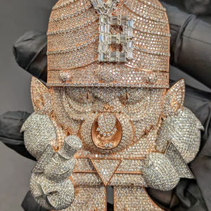 Pendentif Personnage de Dessin Animé en Moissanite Taillée Glacée, Plaqué Or, Argent 925, Personnalisable, Breloques de Bijoux Fins pour Fête entre Amis, Style Hip Hop - Product Image 4