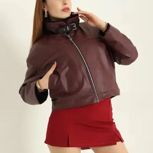 Vente en gros Contrôle de la taille personnalisée Veste décontractée en cuir véritable Automne Hiver Vestes en cuir pour femmes - Product Image 1