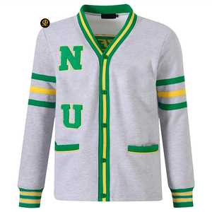 Norfolk State Heather Grey Fleece Cardigan University Varsity Cardigan Sweater Button-Up <b>College</b> Style Letterman Cardigan - Product Image 2
