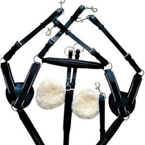 Équipement équestre ADIBA OVERSEAS, peignoir en cuir de haute qualité teint au tambour, surpiqûres fantaisie, rembourrage en peau de mouton, 5 points - Product Image 3