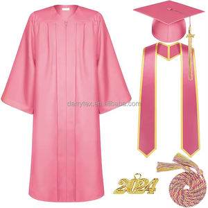 Casquette et robe de graduation de style américain étole dorée et cordon d'honneur robes et casquettes de graduation 2025 ensemble d'étole à pompon robe de graduation - Product Image 4