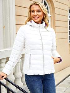 Chaqueta Bomber Corta de Mezclilla Acolchada para Mujer, Color Personalizado, Otoño, Cálida, con Capucha, Ligera, Cómoda, para Clima Frío - Product Image 3