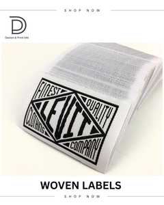 Etiqueta tejida de ropa de marca personalizada 100%, alta calidad, 2x5cm, etiqueta cuadrada de tela para ropa, pliegue final/Logotipo de pliegue central caliente - Product Image 4