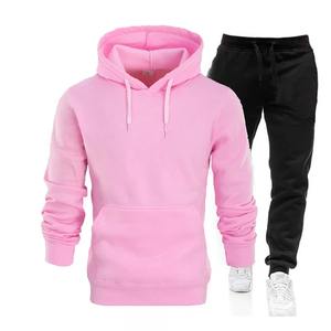 Chándal para hombre 100% algodón para hombre Otoño e Invierno Nuevo Color sólido Sudadera con capucha + Pantalones Conjunto de dos piezas Conjunto de moda Chándal para hombre - Product Image 2