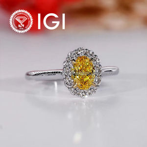Charmante bague de fiançailles pour femme certifiée IGI fantaisie taille ovale diamant cultivé en laboratoire VVS clarté mariage Halo réglage 10K/14K/18K - Product Image 5