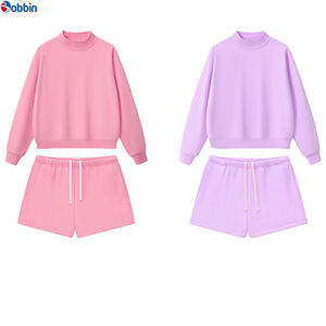 Customized Trade Plain Color Women's Hoodies & Sweatshirts and <b>Short</b> Sets Crew Neck Sweatshirt and <b>Short</b> Sets Casual Plus Size - Product Image 1