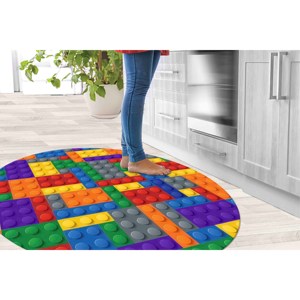 Colorful Building Blocks Round <b>Rug</b> - Playroom <b>Chenille</b> <b>Rug</b> - Product Image 4