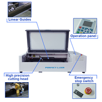 Machine de gravure laser CO2 de bureau Perfect Laser 6040 pour verre, acrylique, tissu, caoutchouc, avec effet de peinture martelée
