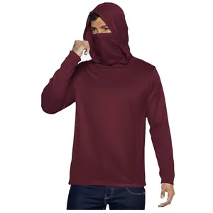 Men's <b>Purple</b> UPF 50 Anti-UV <b>Long</b> <b>Sleeve</b> Hoodie Pullover Shirt Solid Color Polyester Fishing Wear - Product Image 3
