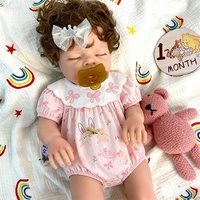 Lebensechte 20-Zoll-Reborn-Puppe mit Trinkfunktion und nassem, kuscheligem, handgerootetem Haar, schlafenden Augen, Unisex, aus massivem Silikon, Babygeschenk, direkt ab Werk