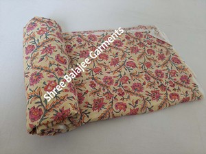 Tela estampada con bloque de mano Floral indio de algodón puro 100% para bolsos de ropa de mujer, incluidos accesorios para niñas y niños - Product Image 3
