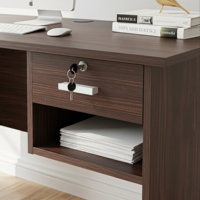 Bureau d'étude et d'écriture Essence Factory Sale WT301 couleur Wengé, mobilier scolaire, bureau d'étudiant avec tiroir coulissant, surface en PU, démontable
