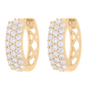 Boucles d'oreilles Moissanite Fire Hoop 1.00Ct Round Moissanite Hoop in 14K Gold OEM wholesale - Product Image 6