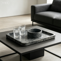 Plateau en marbre gris toundra naturel NANWEI, design personnalisé, forme rectangulaire pour la décoration intérieure