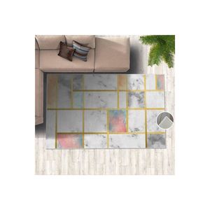 Alfombra esponjosa con aspecto de mármol dorado, alfombra de piel de tejido plano con patrón rectangular grande para adolescentes, Alfombra de pasillo con estampado Digital para sala de estar - Product Image 3