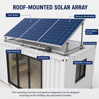 Casa Contenedor Solar Prefabricada, Edificio Modular de Acero con Paneles Solares Montados en el Techo para Uso en Apartamentos y Oficinas