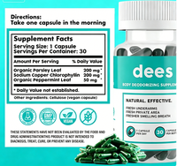Capsules de déodorant corporel au chlorophylline de sodium et de cuivre en gros sous marque privée pour adultes - Soutien immunitaire et complément beauté