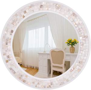 Alta calidad hueso incrustaciones flor forma planta estilo bohemio pared espejo colgante decoración dormitorio sala de estar hecho a mano OEM - Product Image 5