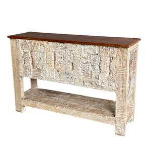 Handmade Rustic Wooden Console <b>Table</b> with <b>Mirrored</b> Feature Solid Wood Living Room Furniture with Storage for Hotel Decoration - Product Image 3